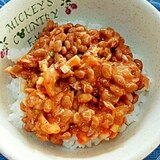 納豆の食べ方-キムチ＆さば♪